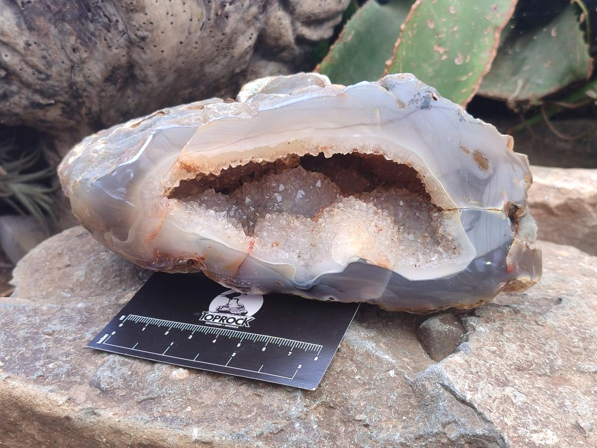 Polished Banded Agate with Crystalline Geode x 1 From Maintirano, Madagascar