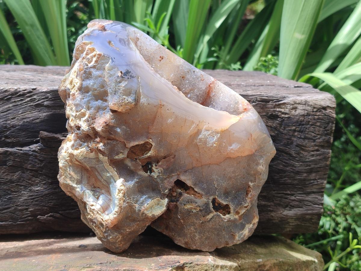 Polished Banded Agate with Crystalline Geode x 1 From Maintirano, Madagascar