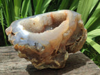 Polished Banded Agate with Crystalline Geode x 1 From Maintirano, Madagascar