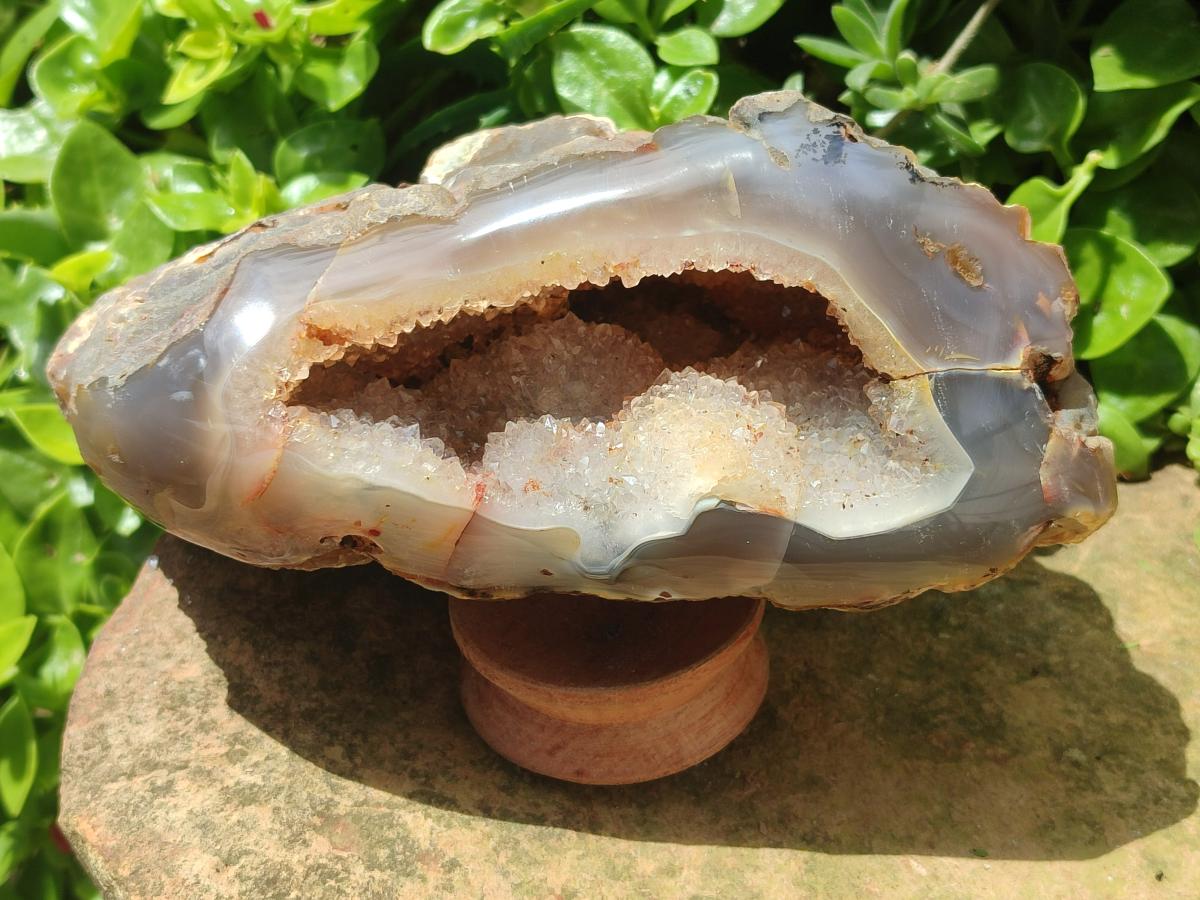 Polished Banded Agate with Crystalline Geode x 1 From Maintirano, Madagascar