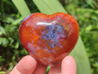 Polished Carnelian Agate Gemstone Hearts x 6 From Madagascar