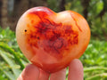Polished Carnelian Agate Gemstone Hearts x 6 From Madagascar