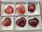 Polished Carnelian Agate Gemstone Hearts x 6 From Madagascar