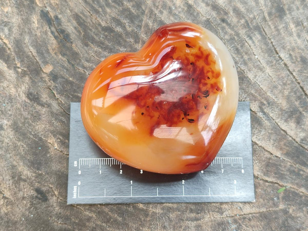 Polished Carnelian Agate Gemstone Hearts x 6 From Madagascar
