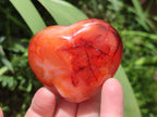 Polished Carnelian Agate Gemstone Hearts x 6 From Madagascar