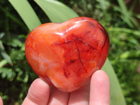 Polished Carnelian Agate Gemstone Hearts x 6 From Madagascar