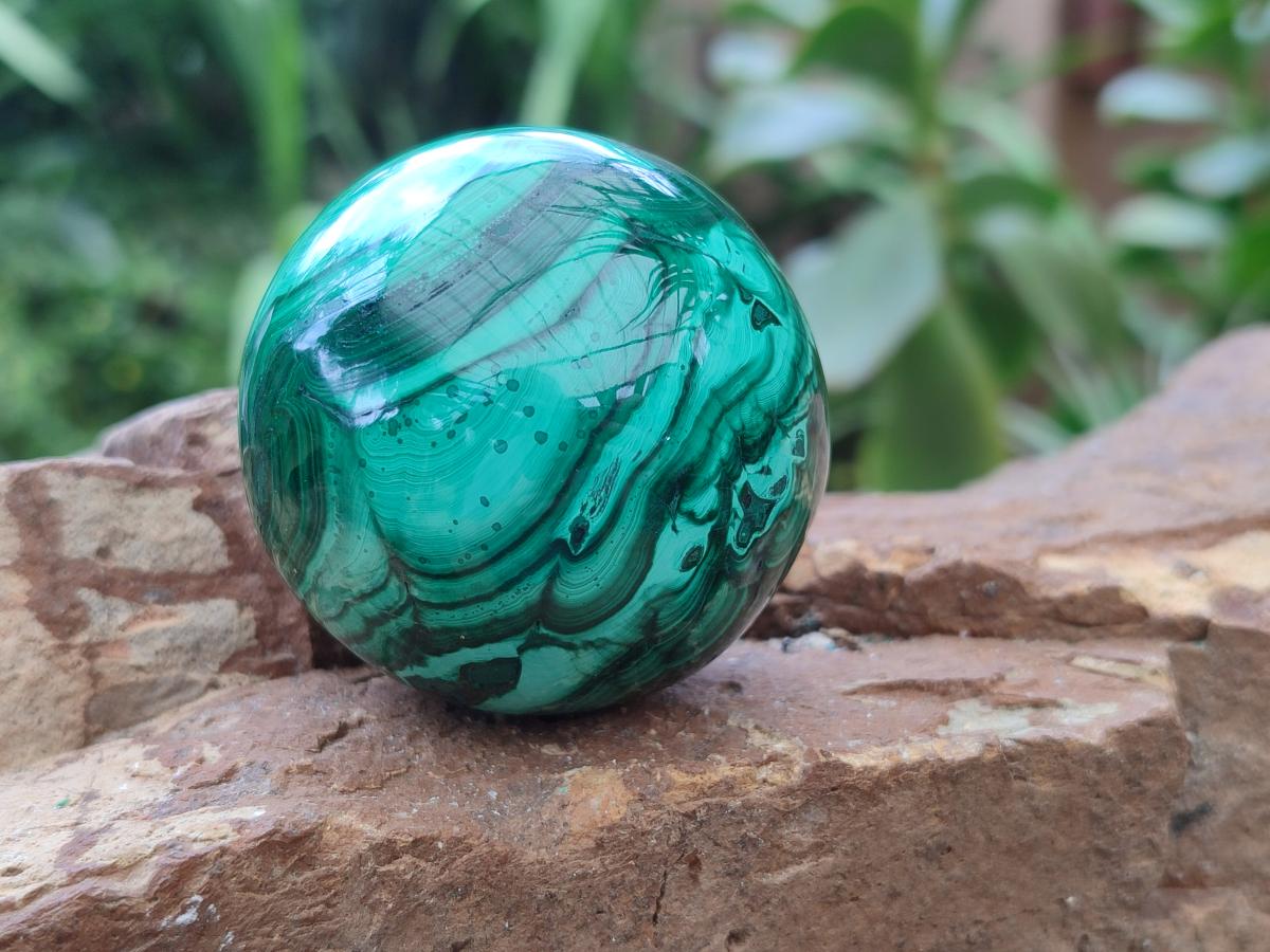 Polished Malachite Spheres x 2 From Congo