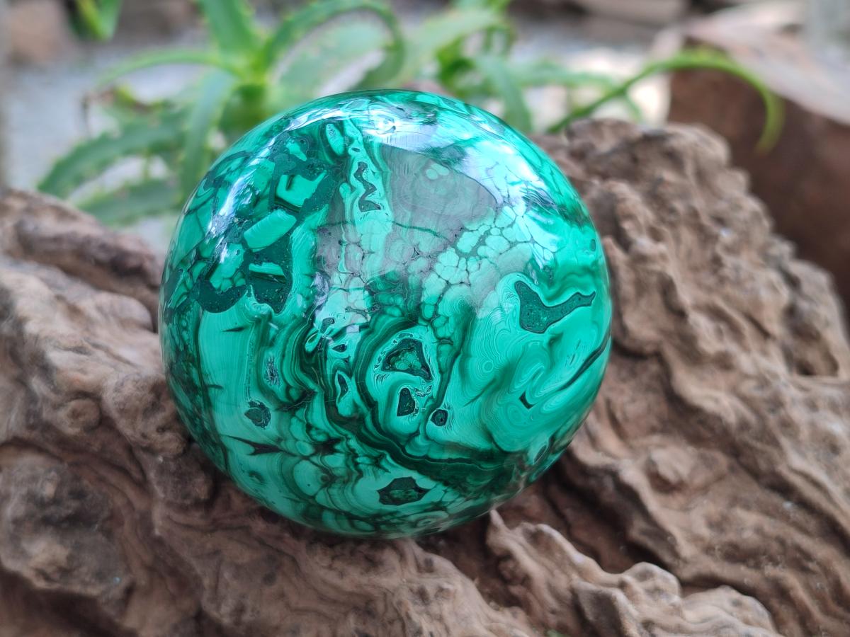 Polished Malachite Spheres x 2 From Congo