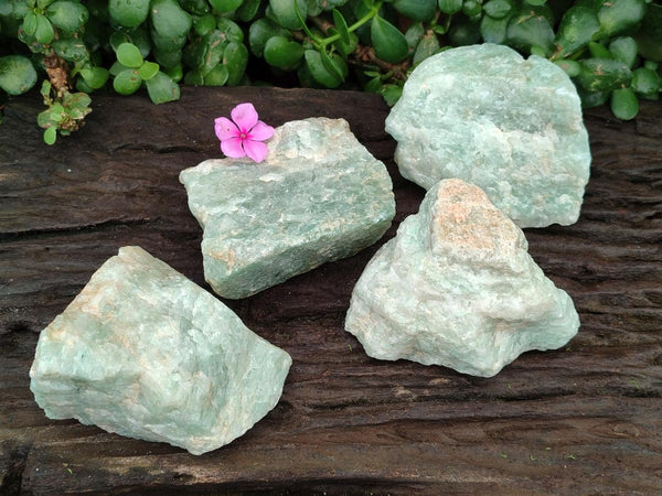 Natural Cobbed Aquamarine Specimens x 4 From Northern Cape, South Africa