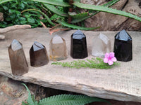 Polished Morion Smokey Quartz and Smokey Citrine Crystals x 6 From Madagascar