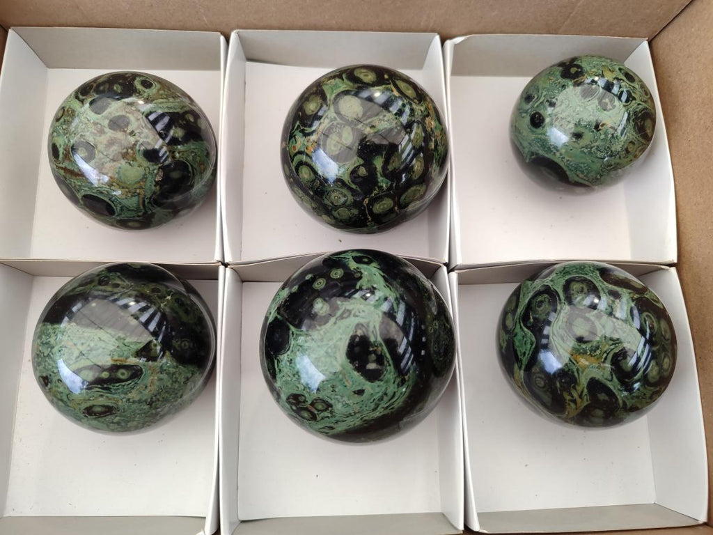 Polished Stromatolite Spheres x 6 From Katsepy, Madagascar