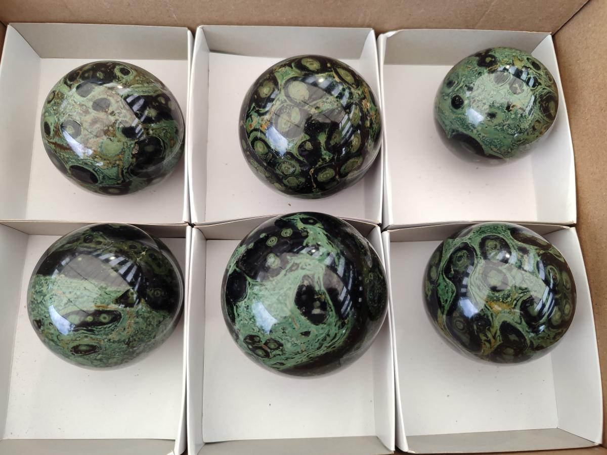 Polished Stromatolite Spheres x 6 From Katsepy, Madagascar
