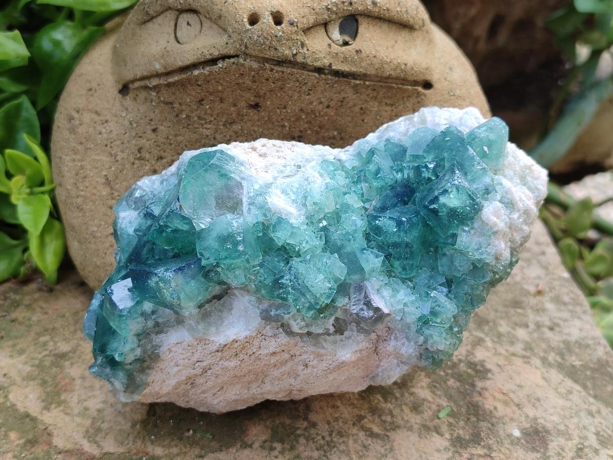Natural Cubic Green Fluorite Cluster Specimens x 2 From Mandrosonoro, Madagascar