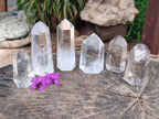 Polished Clear Quartz and Smokey Quartz Crystals x 6 From Madagascar
