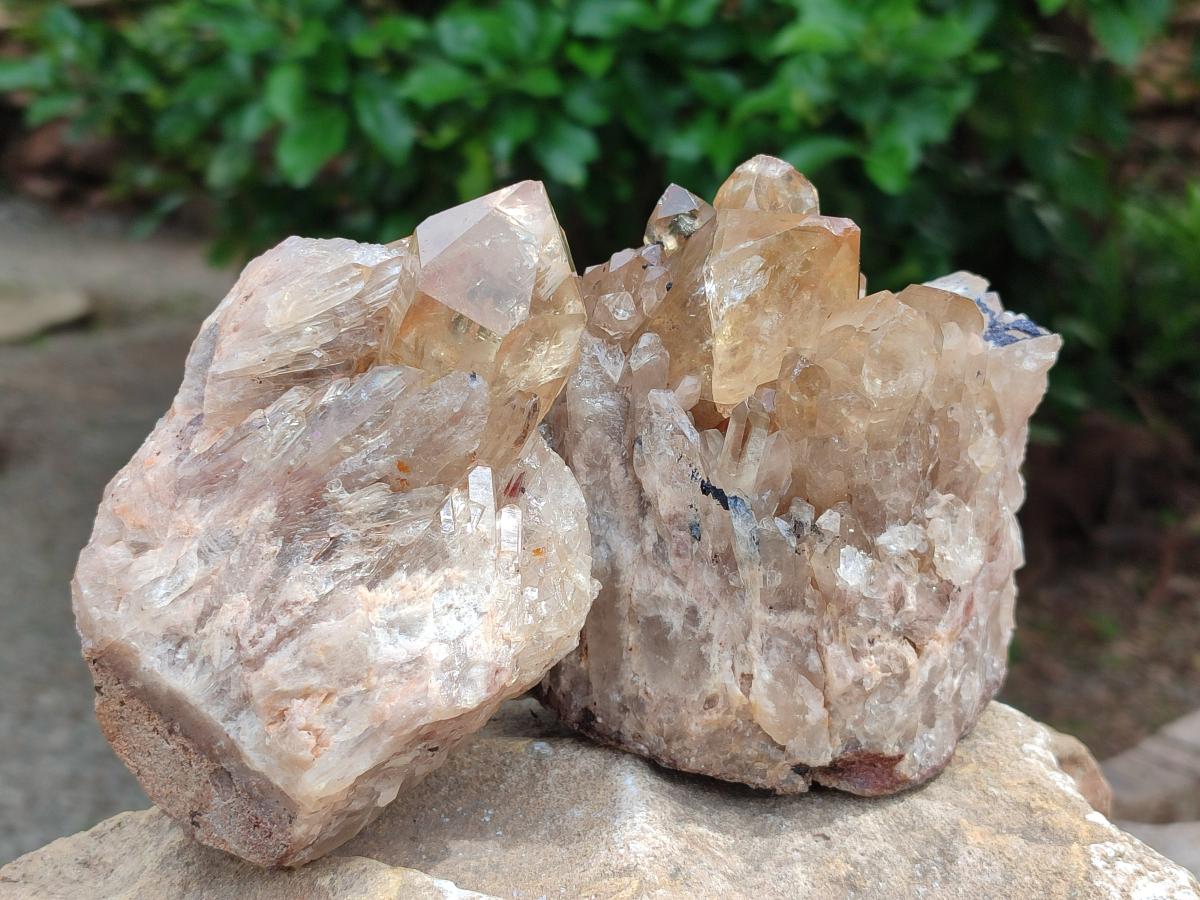 Natural Cascading Citrine Quartz Clusters x 2 From Luena, Congo