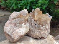 Natural Cascading Citrine Quartz Clusters x 2 From Luena, Congo