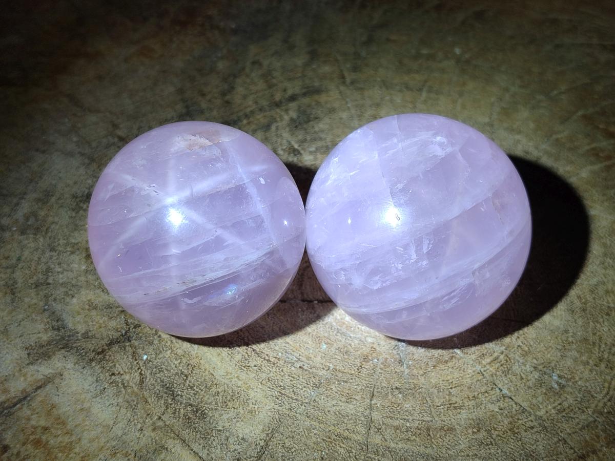 Polished Gemmy Star Rose Quartz Spheres x 6 From Madagascar