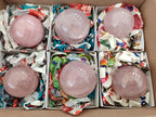 Polished Gemmy Star Rose Quartz Spheres x 6 From Madagascar
