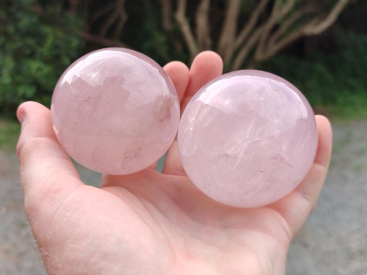 Polished Gemmy Star Rose Quartz Spheres x 6 From Madagascar
