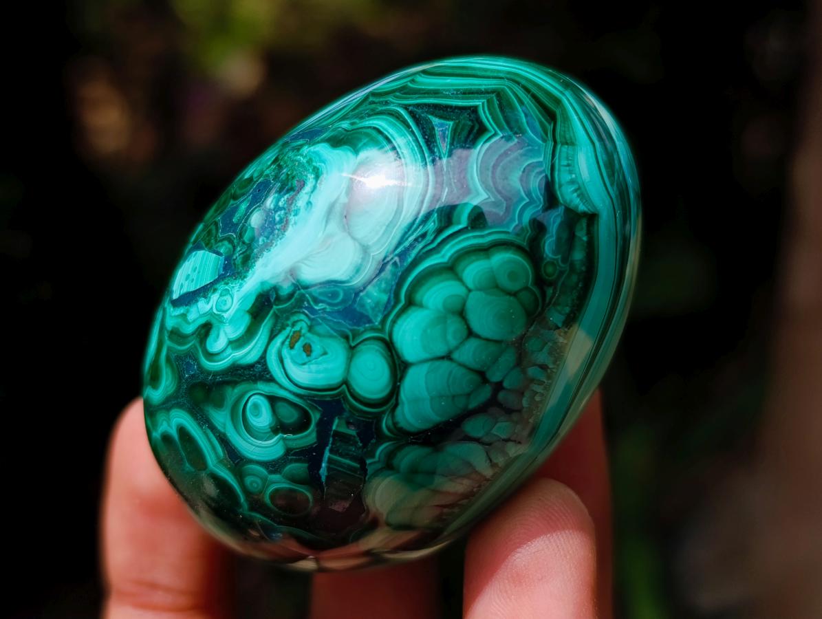 Polished Flower Banded Malachite Gemstone Eggs x 6 From Congo