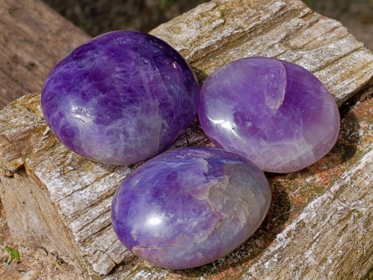 Polished Banded Amethyst Galets x 12 From Madagascar