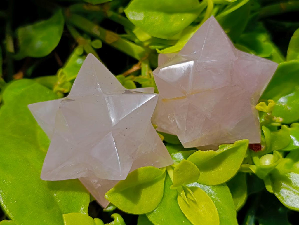 Hand Made Gemmy Rose Quartz Merkabahs x 4 From Madagascar