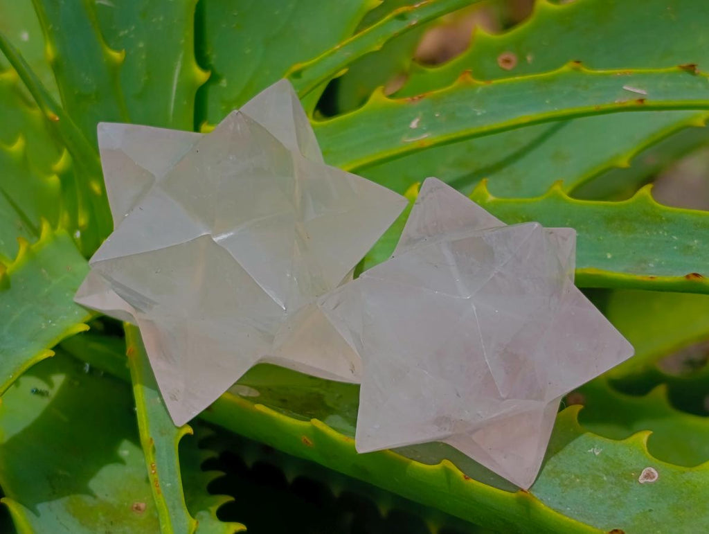 Hand Made Gemmy Rose Quartz Merkabahs x 4 From Madagascar
