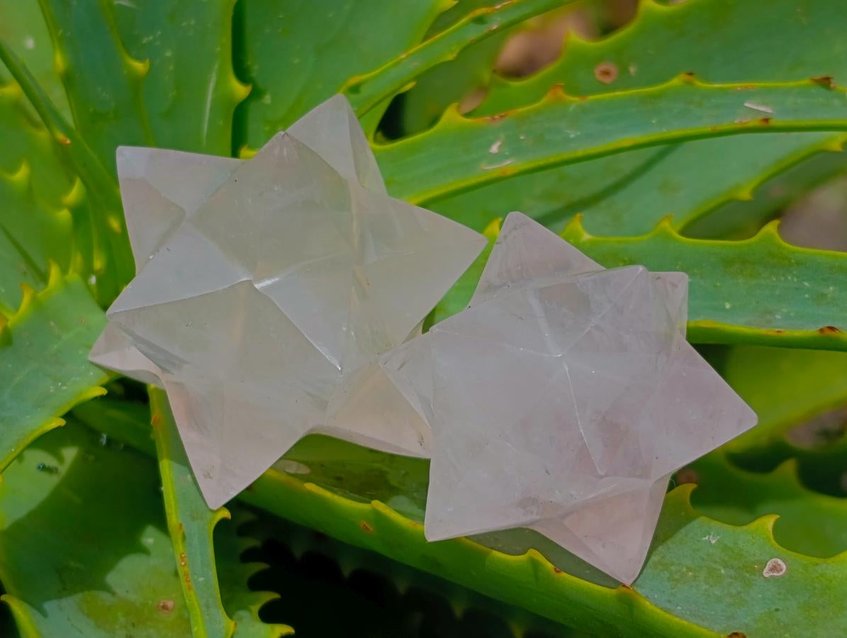 Hand Made Gemmy Rose Quartz Merkabahs x 4 From Madagascar