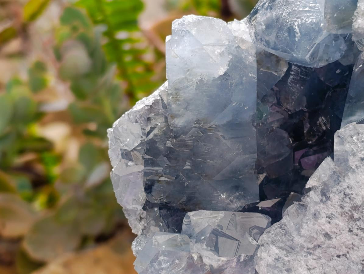 Natural Blue Celestite Geode Specimens x 2 From Sakoany, Madagascar