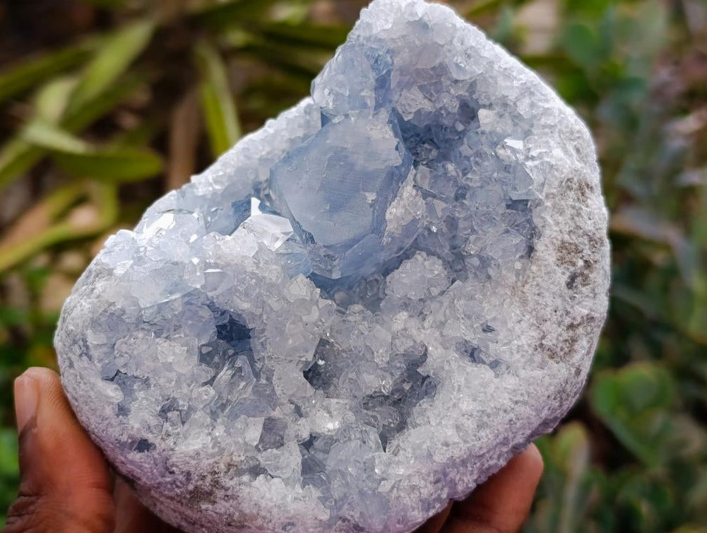 Natural Blue Celestite Geode Specimens x 2 From Sakoany, Madagascar
