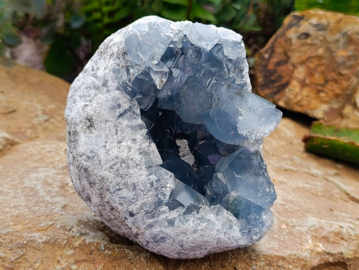 Natural Blue Celestite Geode Specimens x 2 From Sakoany, Madagascar