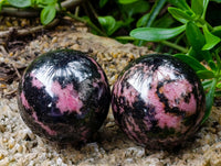 Polished Rhodonite Gemstone Spheres x 4 From Ambindavato, Madagascar