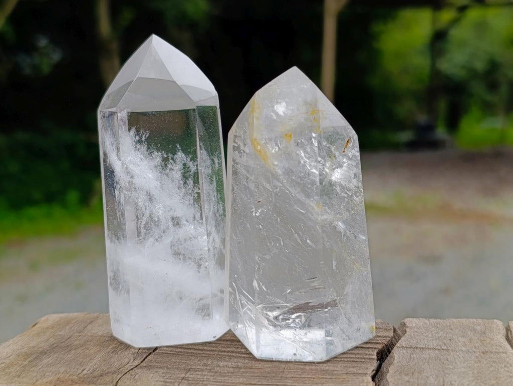 Polished Mixed Clear and Smoky Quartz Crystals x 6 From Madagascar - Toprock Gemstones and Minerals 