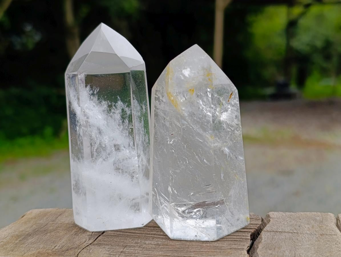 Polished Mixed Clear and Smoky Quartz Crystals x 6 From Madagascar - Toprock Gemstones and Minerals 