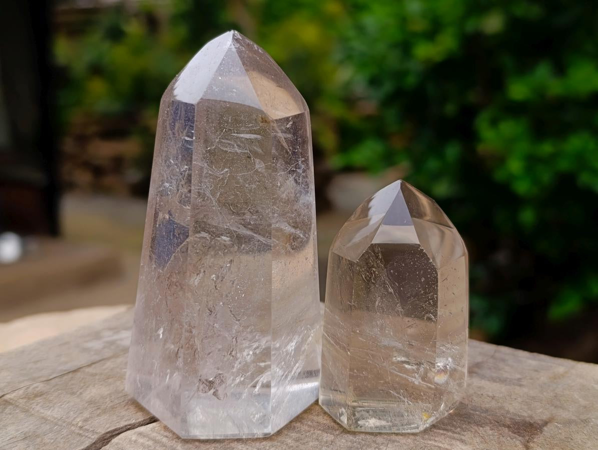 Polished Mixed Clear and Smoky Quartz Crystals x 6 From Madagascar