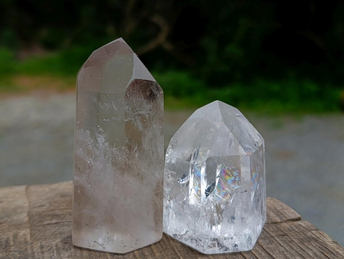 Polished Mixed Clear and Smoky Quartz Crystals x 6 From Madagascar