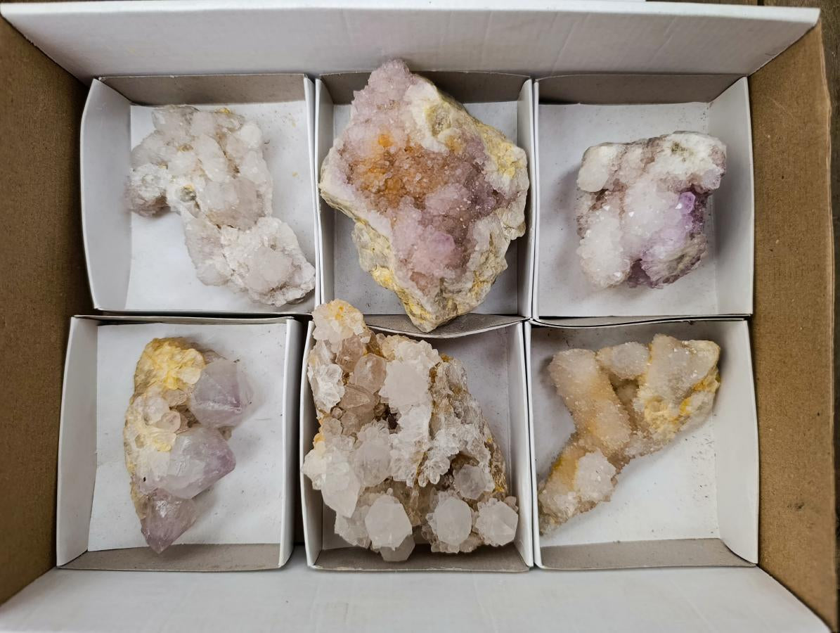 Natural White Spirit Quartz Clusters x 6 From Boekenhouthoek, South Africa