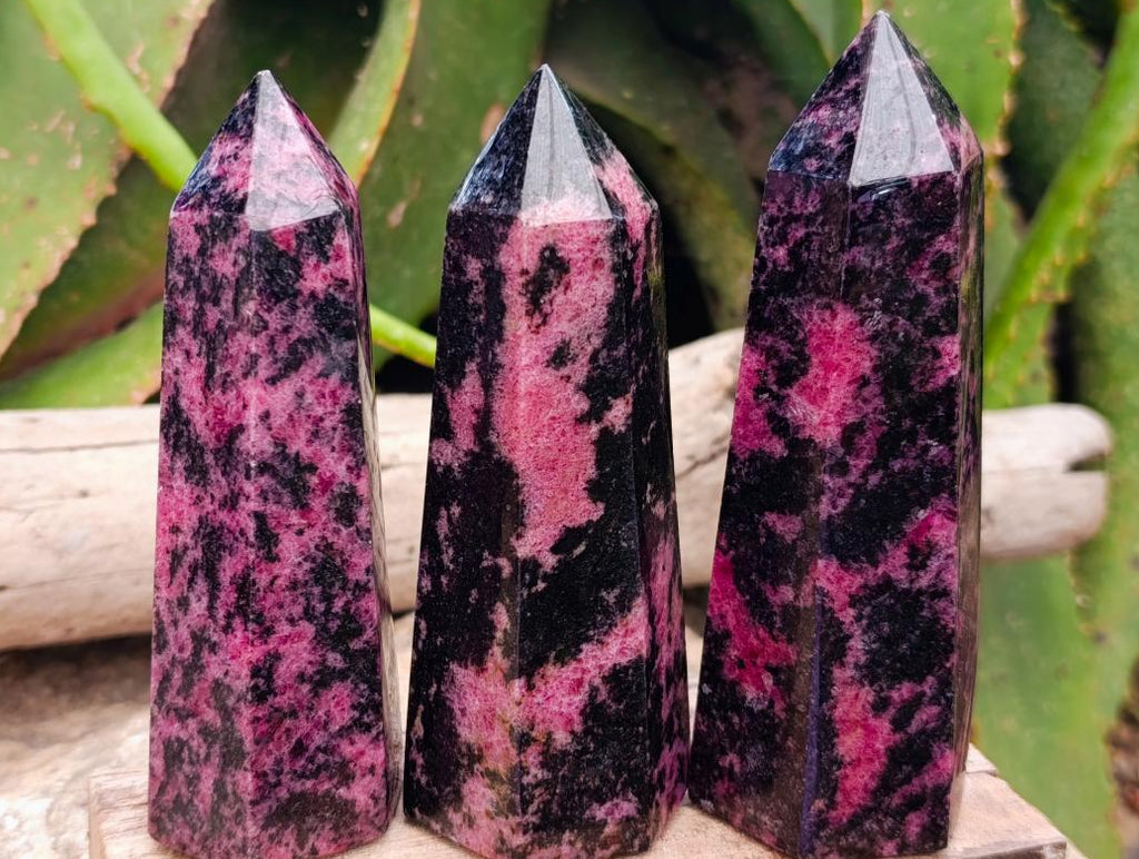 Polished Rhodonite Gemstone Display Crystals x 6 From Ambindavato, Madagascar