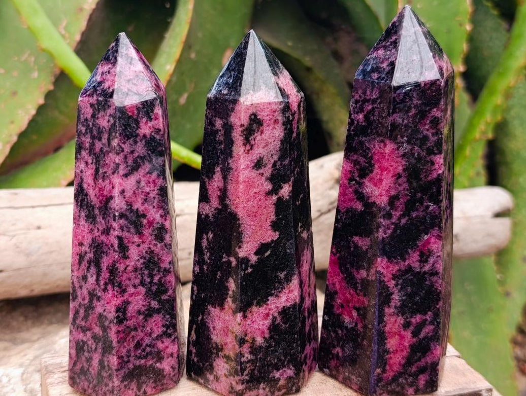 Polished Rhodonite Gemstone Display Crystals x 6 From Ambindavato, Madagascar