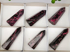 Polished Rhodonite Gemstone Display Crystals x 6 From Ambindavato, Madagascar