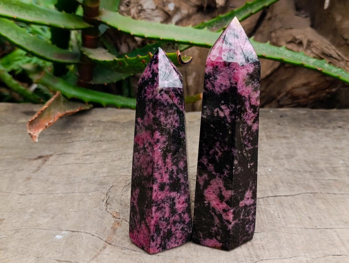 Polished Rhodonite Gemstone Display Crystals x 6 From Ambindavato, Madagascar