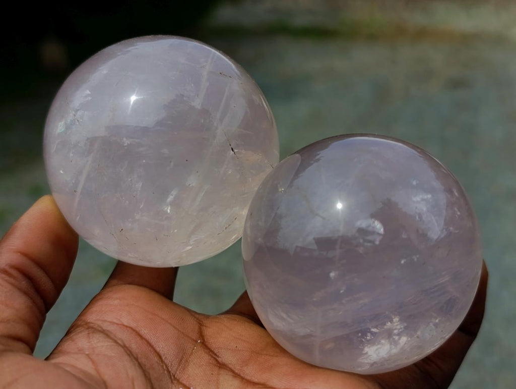 Polished Gemmy Star Rose Girasol Quartz Spheres x 4 From Madagascar - Toprock Gemstones and Minerals 