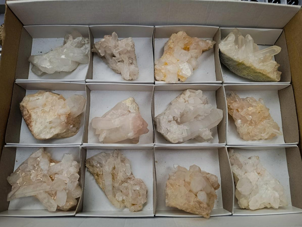 Natural Clear Quartz Clusters x 12 From Madagascar