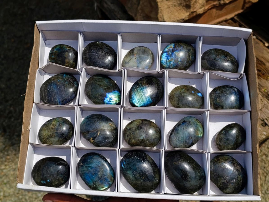Polished Labradorite Palm Stones x 20 From Madagascar - Toprock Gemstones and Minerals 