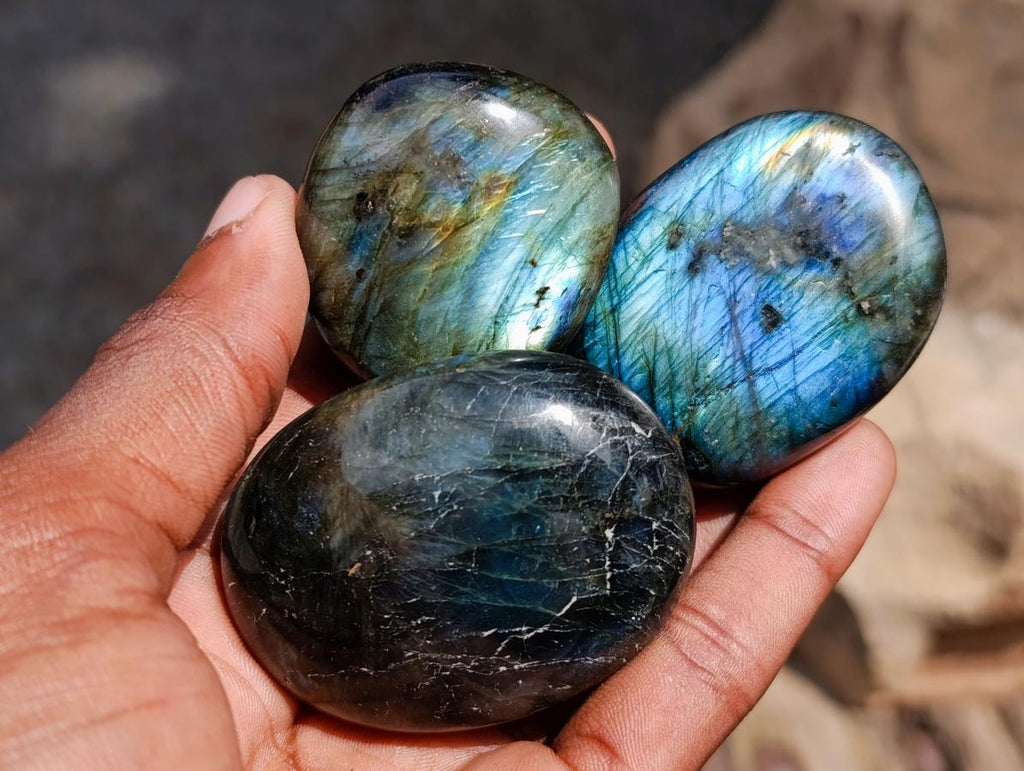 Polished Labradorite Palm Stones x 20 From Madagascar - Toprock Gemstones and Minerals 