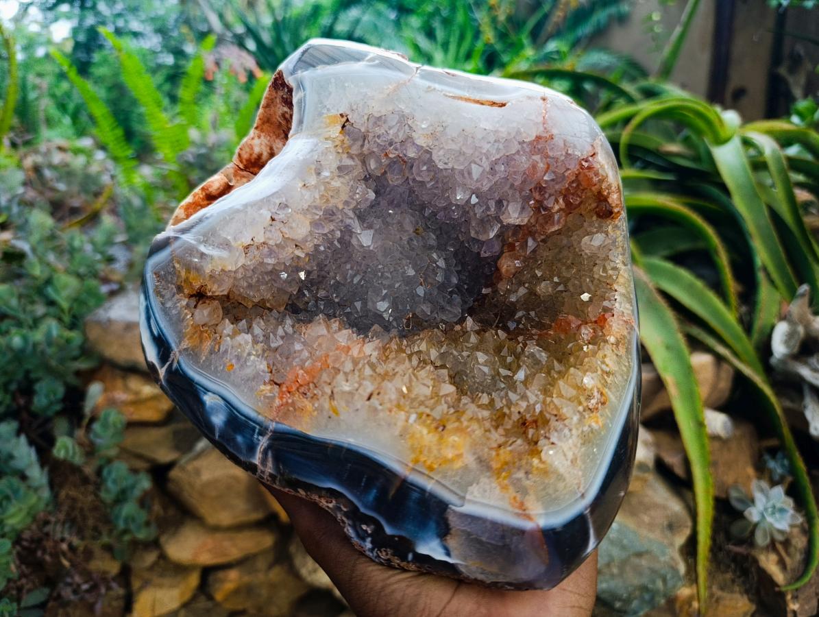 Polished Large Agate with Crystalline Geode x 1 From Maintirano, Madagascar