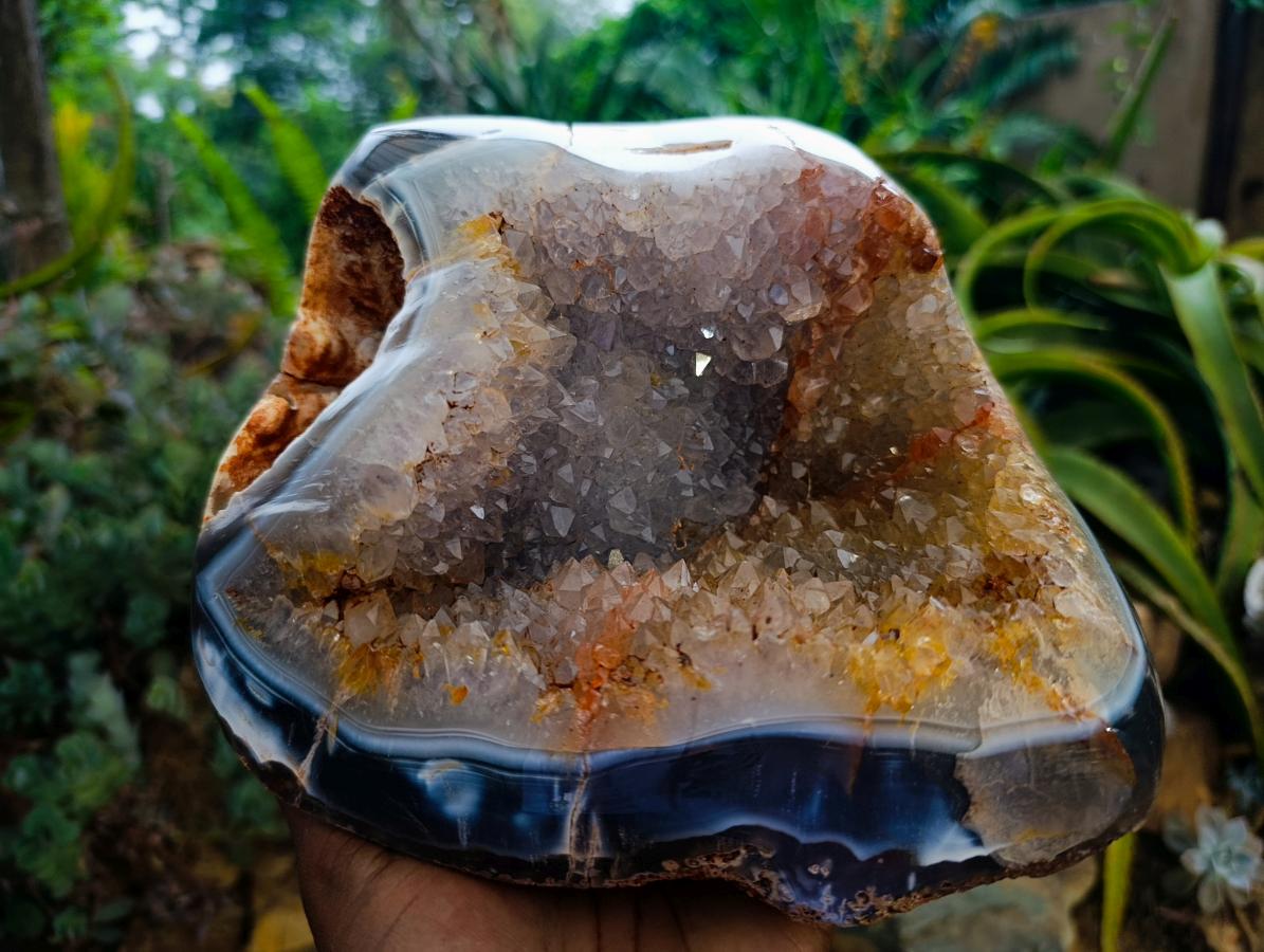 Polished Large Agate with Crystalline Geode x 1 From Maintirano, Madagascar