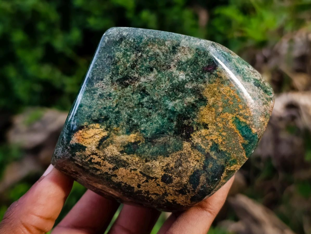 Polished Ruby Corundum In Chrome Verdite Standing Free Forms x 5 From Mutoko, Zimbabwe - Toprock Gemstones and Minerals 