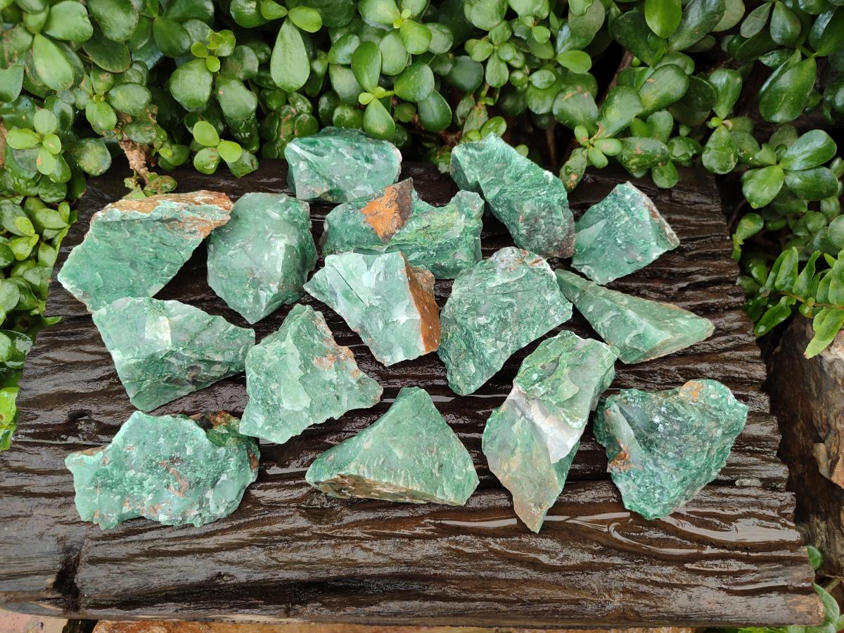 Natural Swazi Jade Cobbed Specimens x 24 From Swaziland