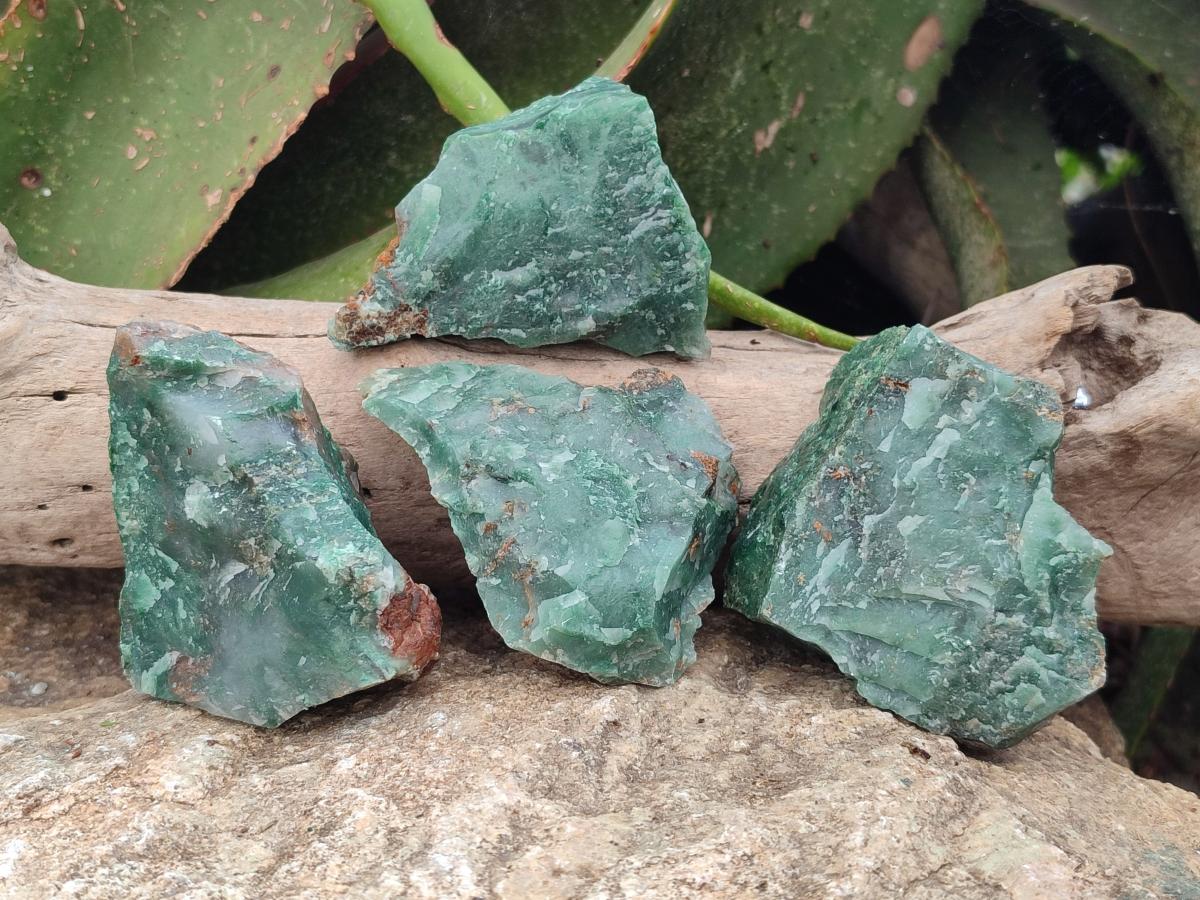Natural Swazi Jade Cobbed Specimens x 24 From Swaziland